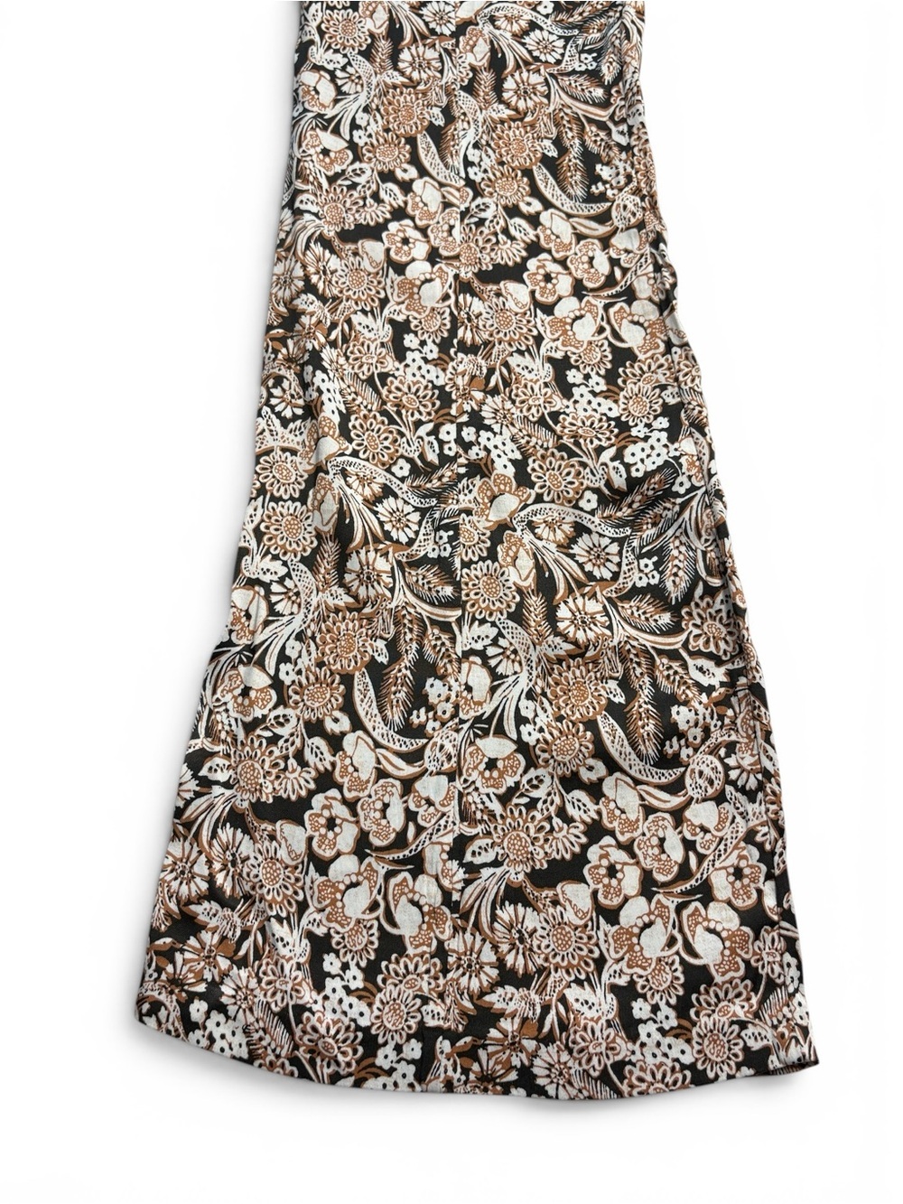 Anthropologie Floral Satin Flare Pants Retro Boho Size 2 Black Brown Cream - Picture 7 of 12